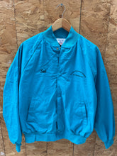 Vintage 90s Moose Horseshoe League USA Teal Blue Baseball Jacket, Size L
